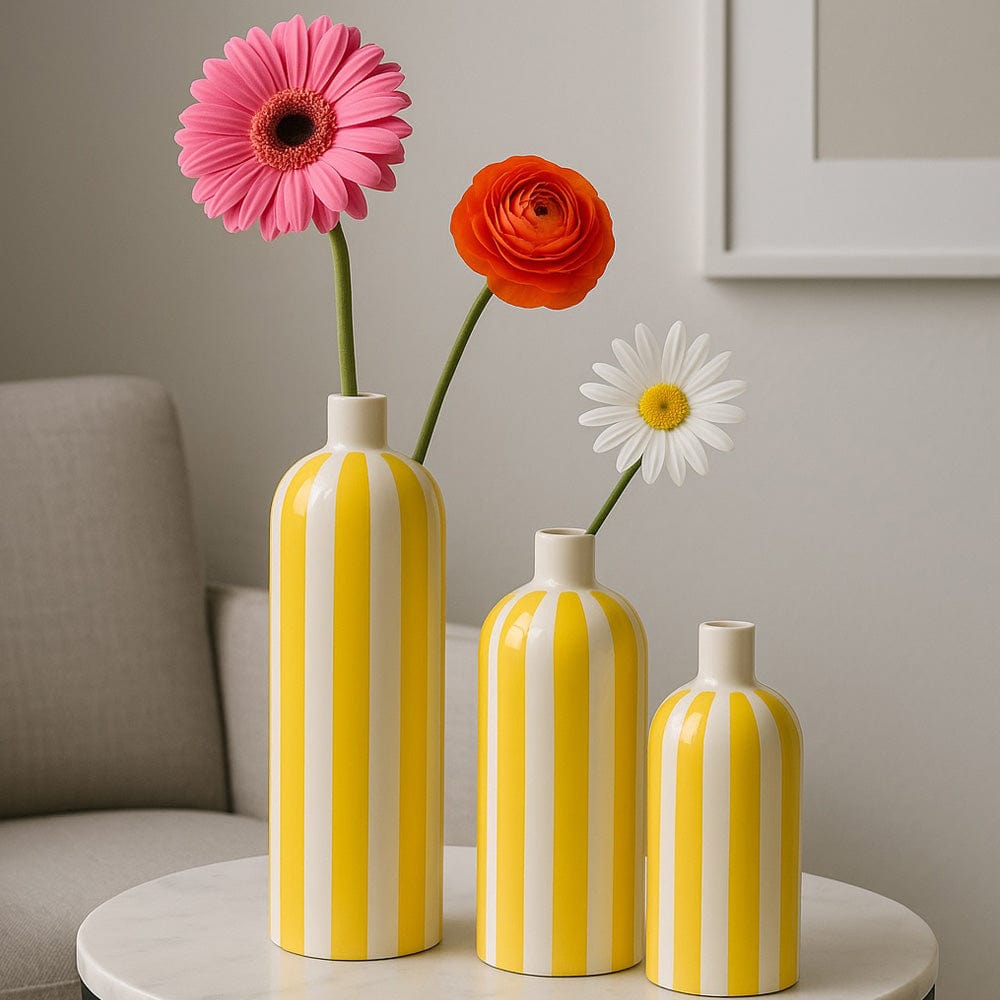 Vase costa Nova jaune I Vases en céramique du Portugal Vase rayé "Costa Nova" - Jaune