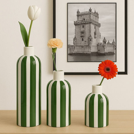 Vase costa Nova Vert I Vases en céramique du Portugal Vase rayé "Costa Nova" - Vert