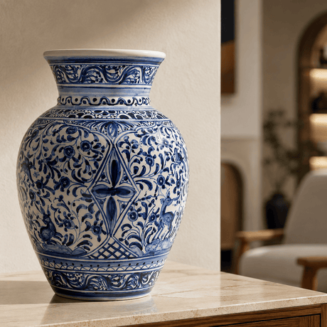 Vase en céramique de Coimbra bleu Vase en céramique de Coimbra