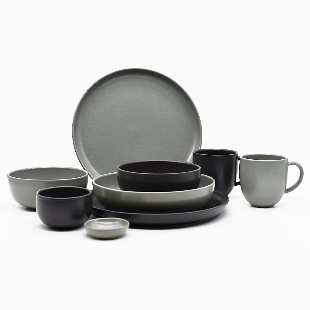 Assiette à pain en grès anthracite I Vaisselle portugaise Bol en grès “Pacifica" Gris/Vert - 15cm