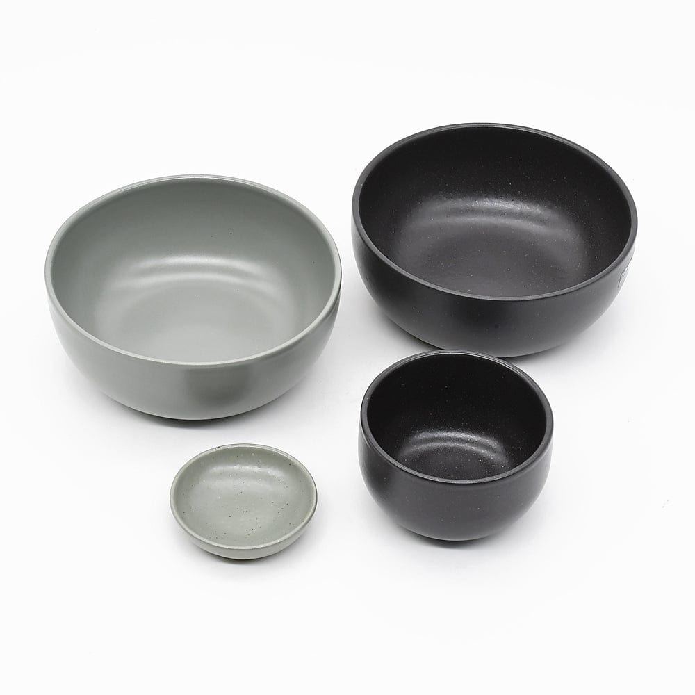 Assiette à pain en grès anthracite I Vaisselle portugaise Bol en grès “Pacifica" Gris/Vert - 15cm