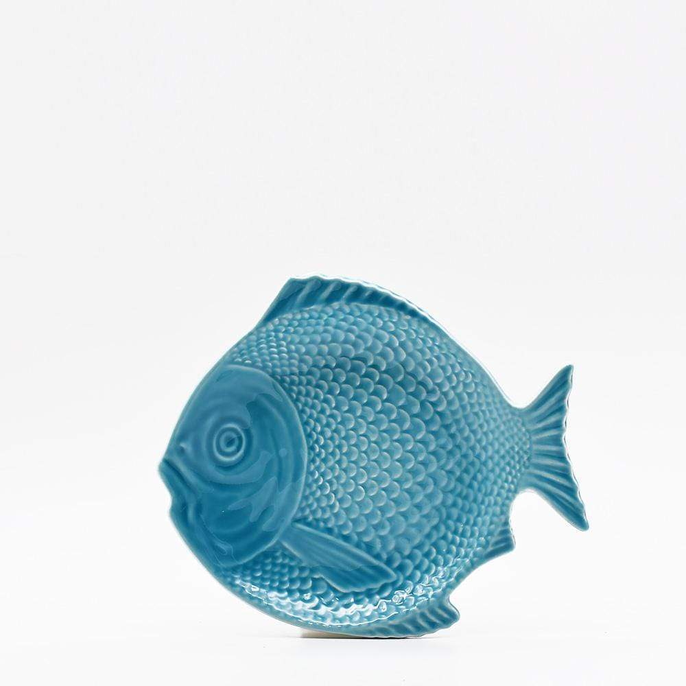 Assiette en forme de poisson 20cm turquoise I Vaisselle artisanale du Portugal Assiette en forme de Poisson 20 cm - Turquoise