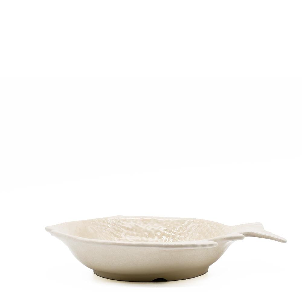 Assiette en forme de poisson I Vaisselle artisanale du Portugal Assiette creuse en forme de Poisson 25 cm - Blanche
