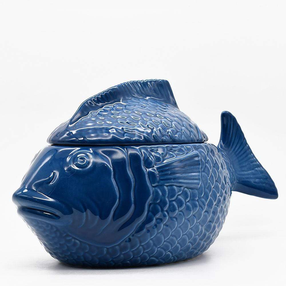 Assiette en forme de poisson I Vaisselle artisanale du Portugal Soupière poisson - Bleu cobalt