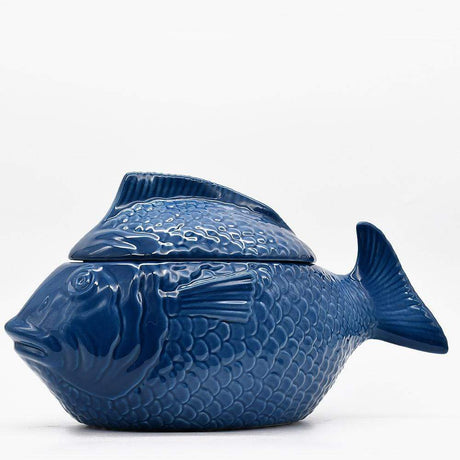 Assiette en forme de poisson I Vaisselle artisanale du Portugal Soupière poisson - Bleu cobalt