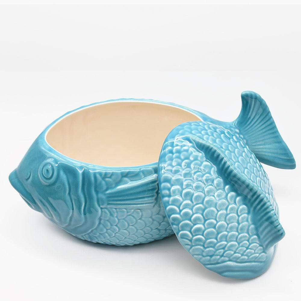 Assiette en forme de poisson I Vaisselle artisanale du Portugal Soupière poisson - Turquoise