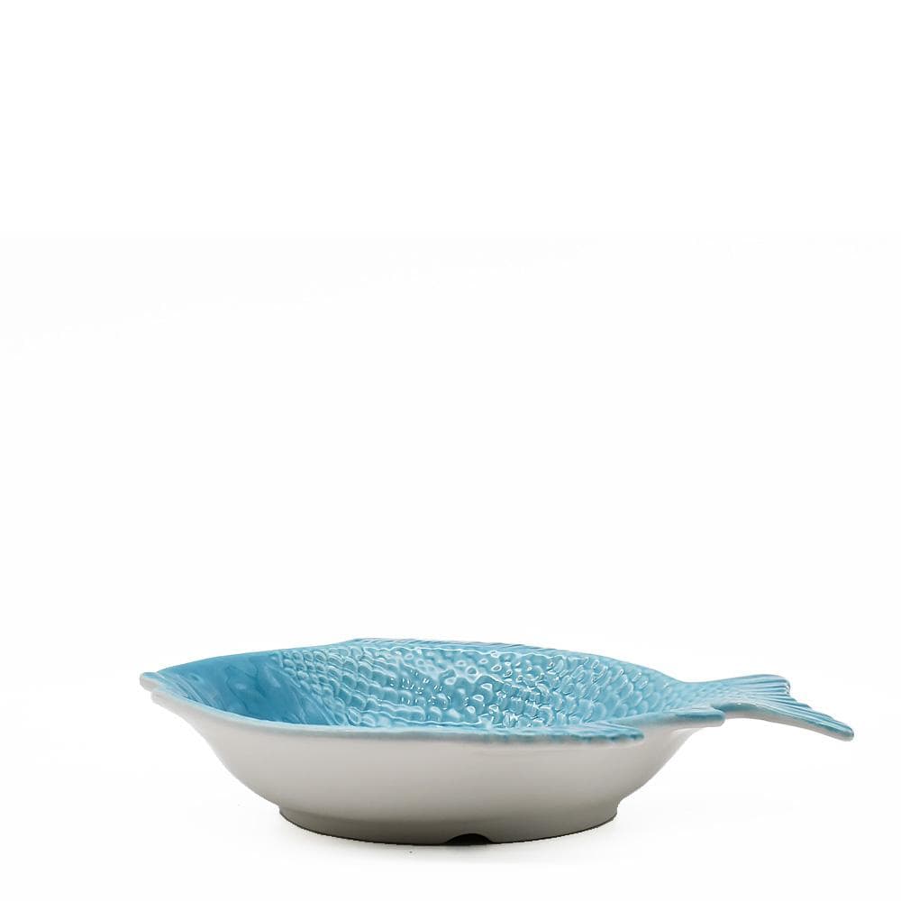 Assiette en forme de poisson turquoise I Vaisselle artisanale du Portugal Assiette creuse en forme de Poisson 25 cm - Turquoise