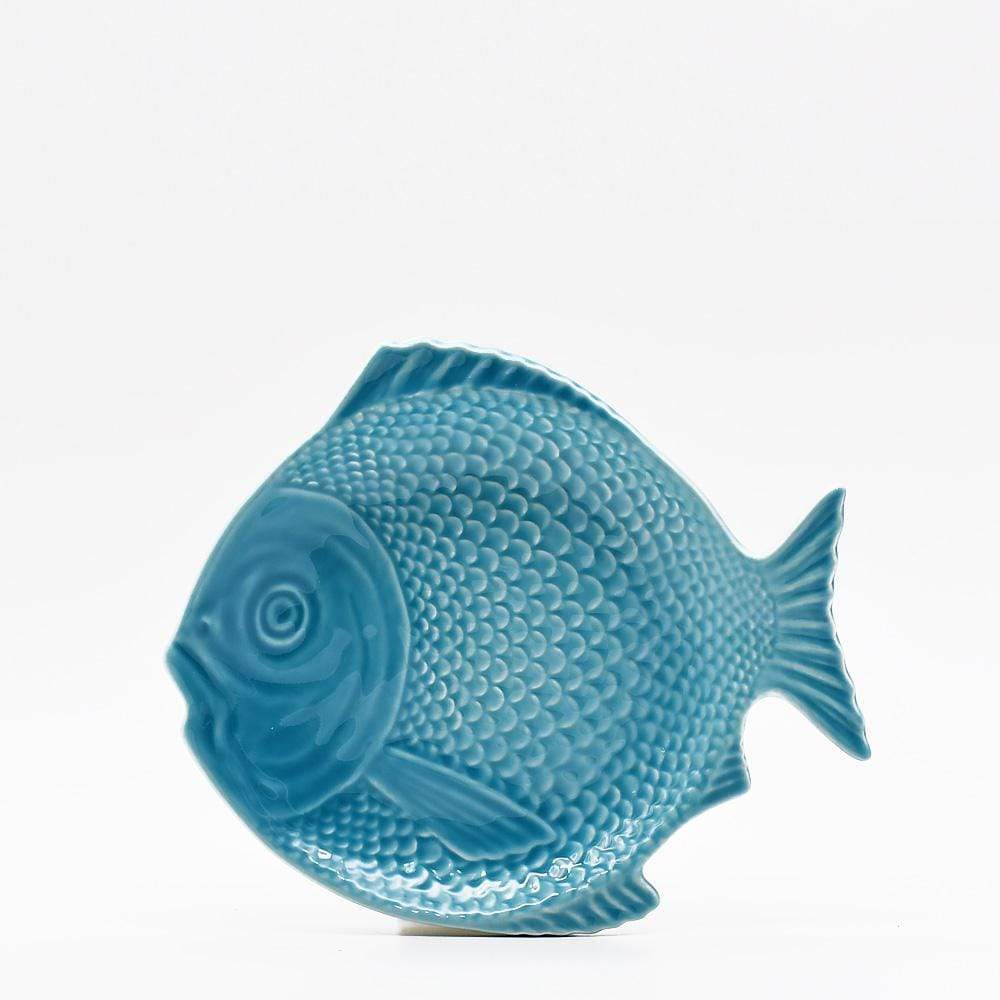 Assiette en forme de poisson turquoise I Vaisselle artisanale du Portugal Assiette creuse en forme de Poisson 25 cm - Turquoise