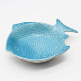 Assiette en forme de poisson turquoise I Vaisselle artisanale du Portugal Assiette creuse en forme de Poisson 25 cm - Turquoise