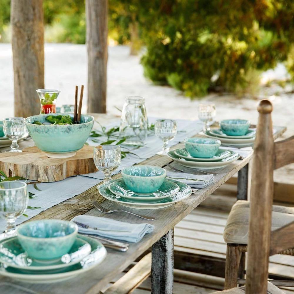 Assiette en grès bleu I Vaisselle portugaise Saladier en grès "Madeira" - Vert