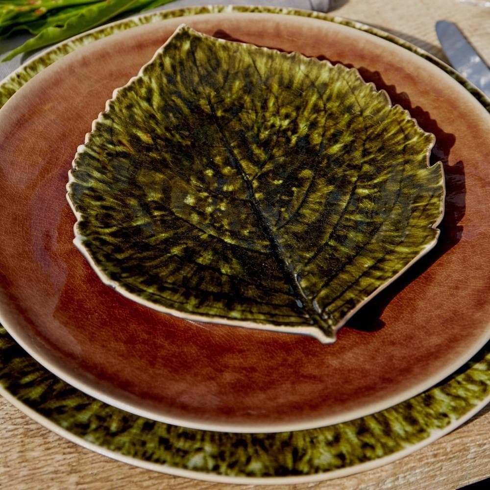 Assiette en grés "Hortensia" - Vert sombre