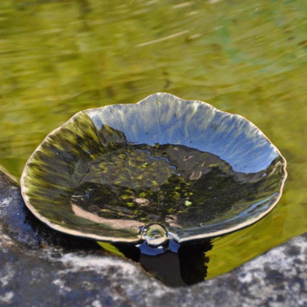 Assiette en grés "Hortensia" - Vert sombre