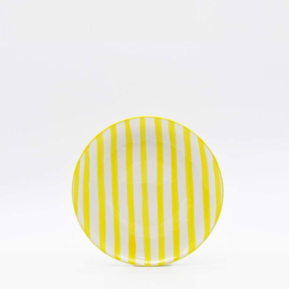 Assiette en porcelaine portugaise I Vaisselle du Portugal en ligne Assiette "Costa Nova Mar" 20cm - Jaune