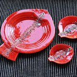 Assiette en verre Rouge "Marinha Grande" 14cm I Artisanat portugais Assiette en verre "Marinha Grande" 14cm - Rouge