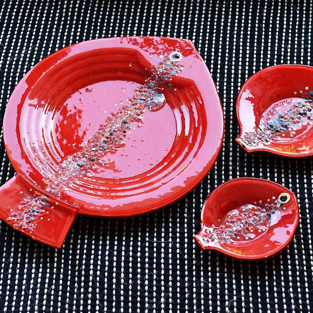 Assiette en verre Rouge "Marinha Grande" 19cm I Artisanat portugais Assiette en verre "Marinha Grande" 19cm - Rouge