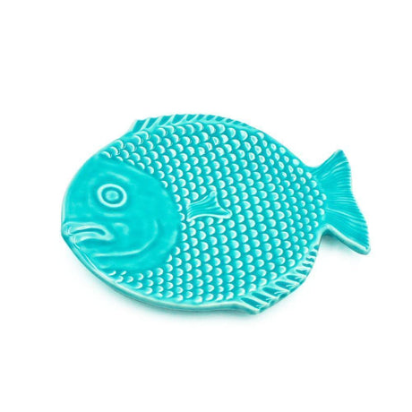 Dourada I Turquoise-blue ceramic plate