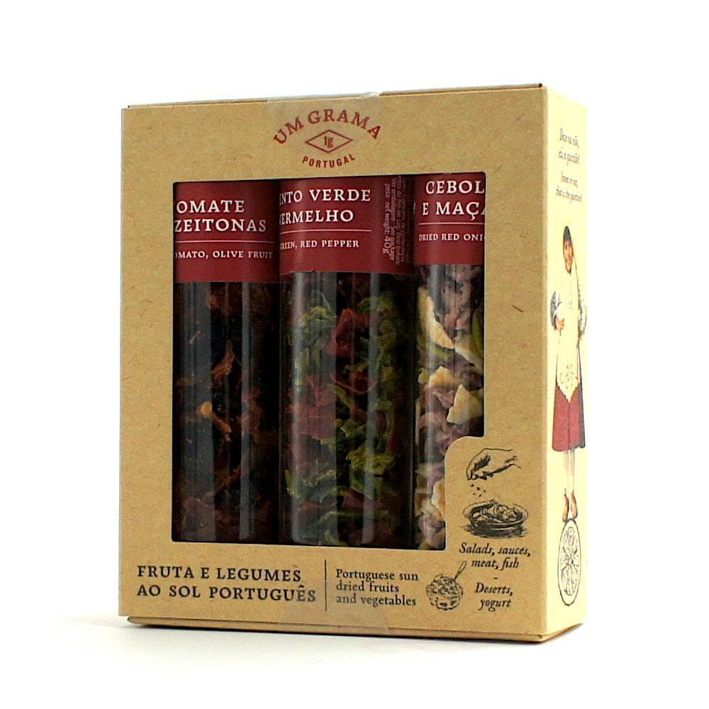 Tubes of dehydrated Tomatoes, Onions and Peppers
