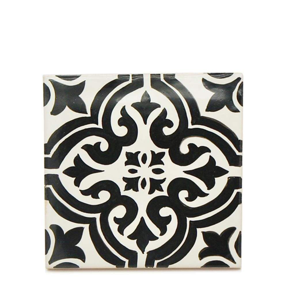 Azulejo Padrao I Azulejo portugais artisanal 14 cm Azulejo Padrão 14x14cm Noir