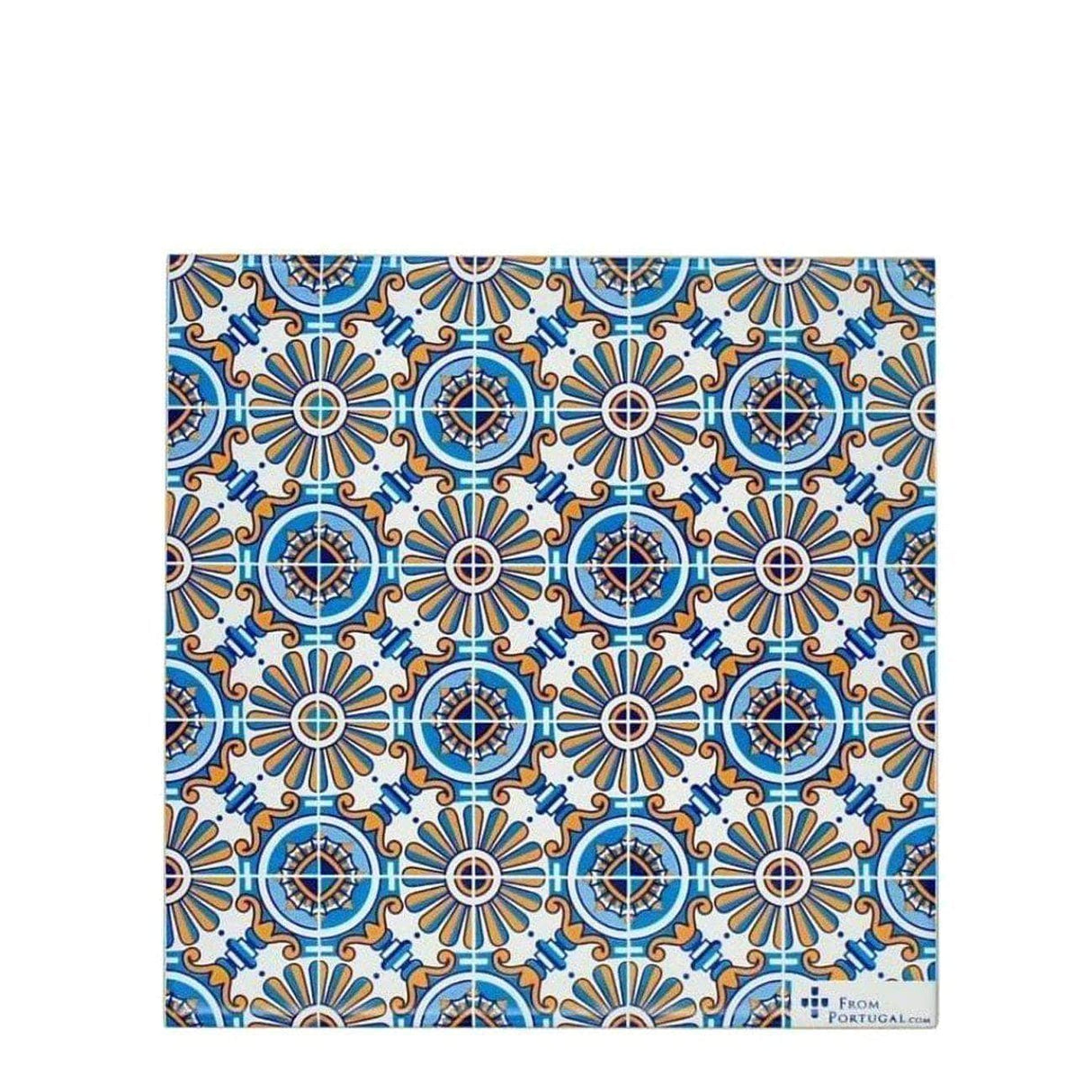 Azulejo portugais avec base en liège I Artisanat du Portugal Dessous de plat Azulejo - 15cm Motif 7