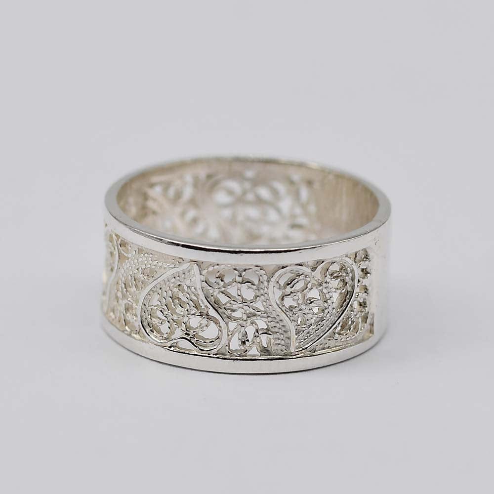 Bague en filigrane d'argent du Portugal I Vente en ligne Coração de Viana I Bague en argent
