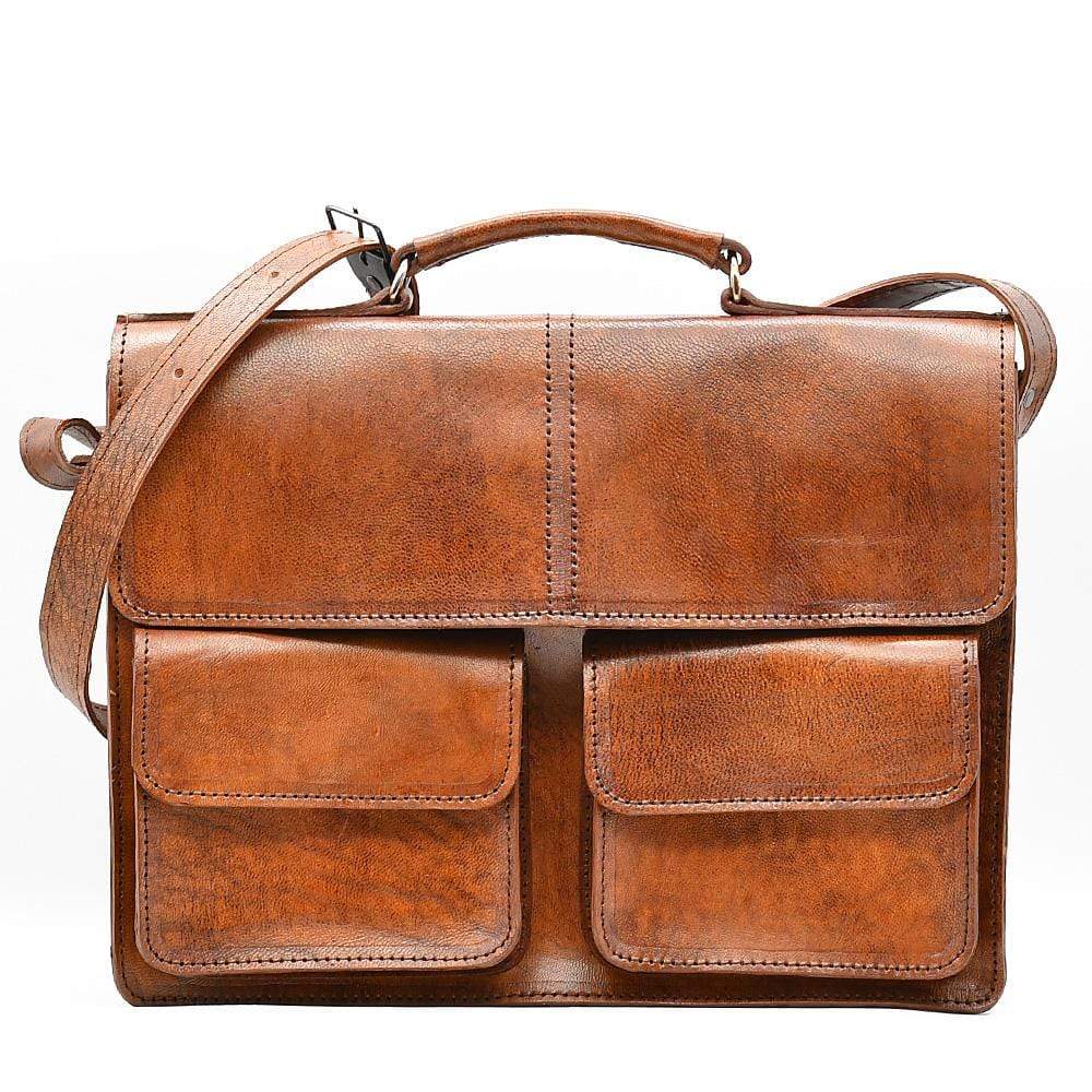 Besace en tissu du Minho I Produit de l'artisanat du Portugal Cartable en cuir marron