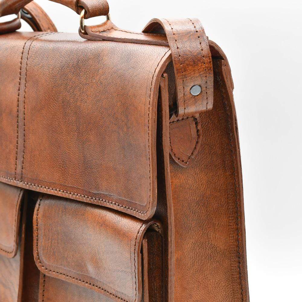 Besace en tissu du Minho I Produit de l'artisanat du Portugal Cartable en cuir marron