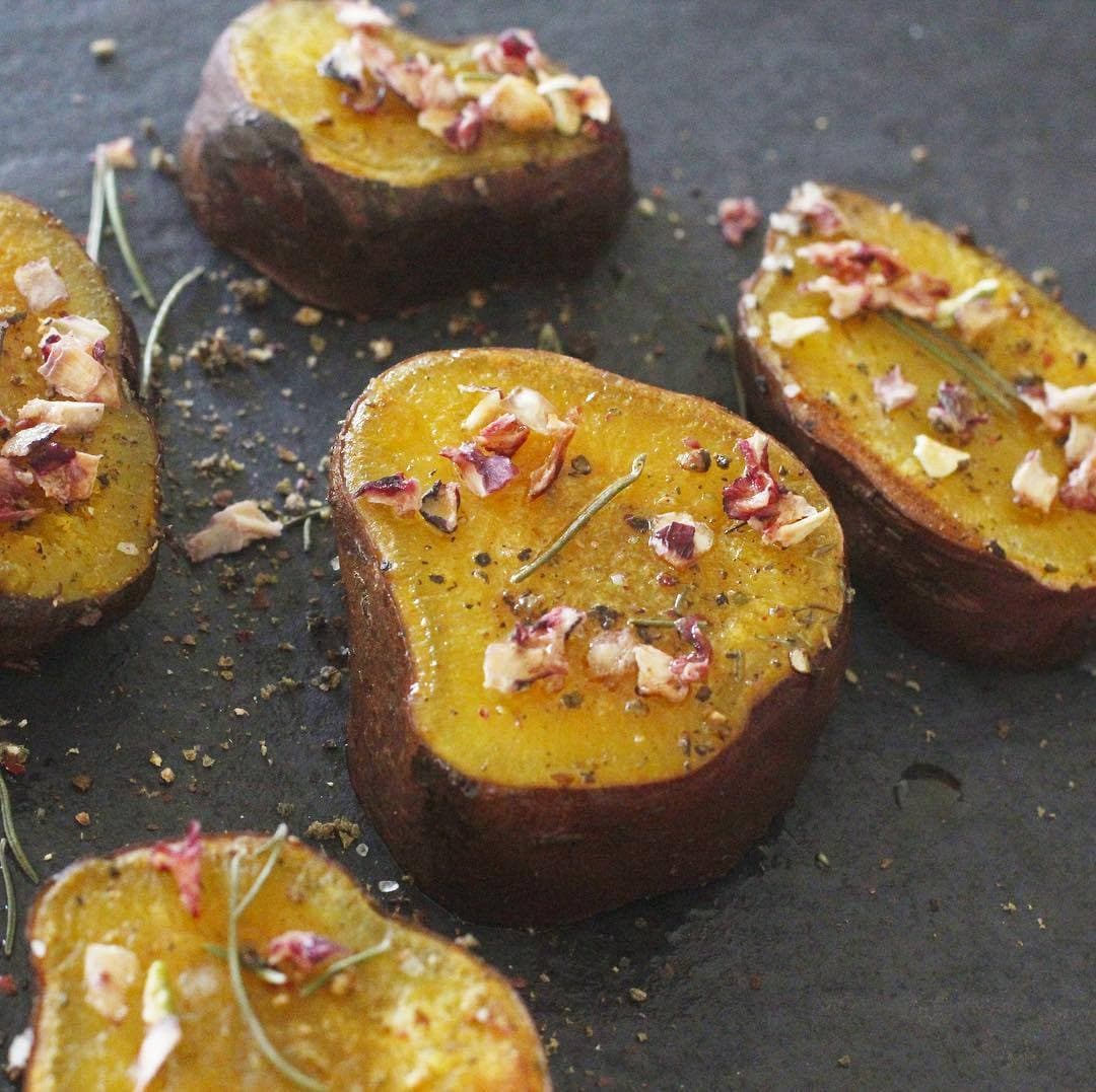 Tube of dehydrated beets and toasted almonds