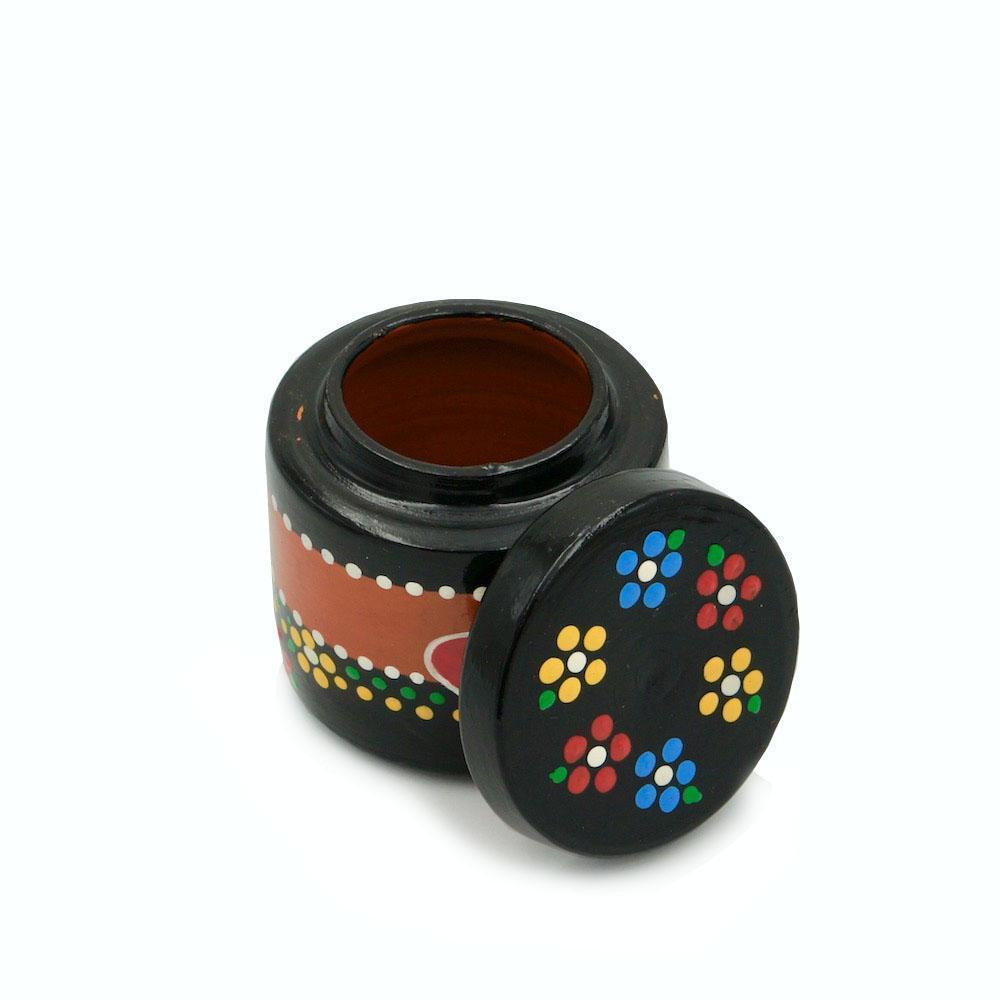 Painted and varnished clay pot