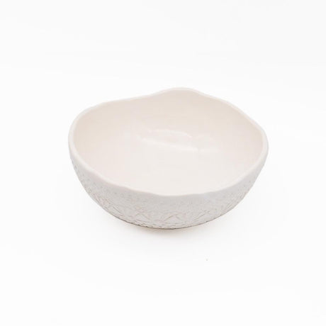 Bol en céramique blanc I Motifs dentelles portugaises Bol "Carimbada" blanc - 16 cm