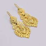 Boucles d'oreille A Rainha en or I Bijoux portugais en ligne Brincos À Rainha I Boucles d'oreille en argent doré - 2.5cm