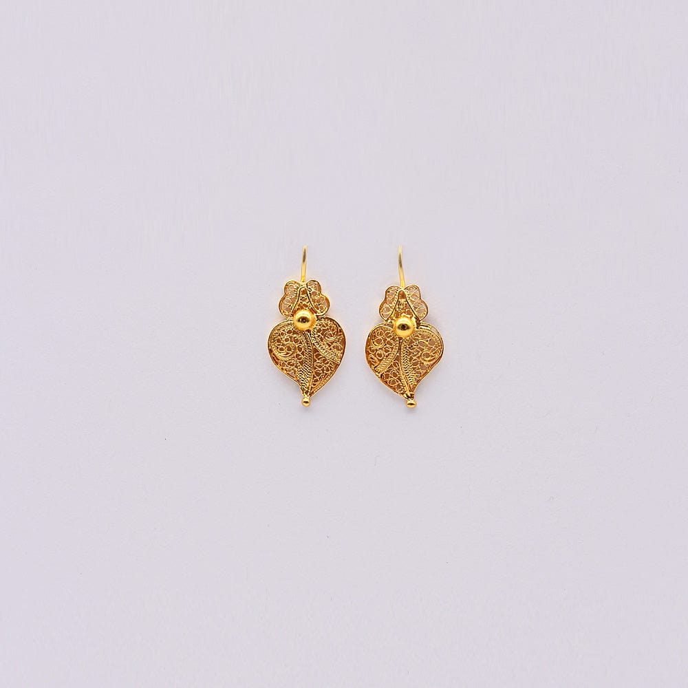 Boucles d'oreille Coeur de Viana en Argent doré 2,5 cm I Vente en ligne Coração de Viana I Boucles d'oreille en argent doré - 2,5cm