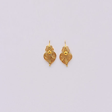 Boucles d'oreille Coeur de Viana en Argent doré 2,5 cm I Vente en ligne Coração de Viana I Boucles d'oreille en argent doré - 2,5cm