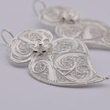 Boucles d'oreille Coeur de Viana en filigrane d'argent 6,5cm Coração de Viana I Boucles d'oreille en argent -  6,5cm
