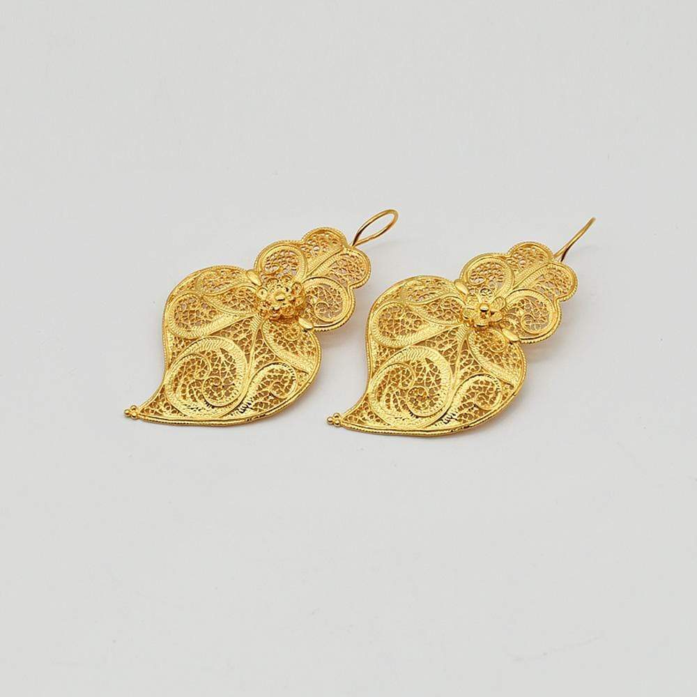 Coração de Viana I Boucles d'oreille en argent doré - 5cm