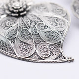 Boucles d'oreille Coeur de Viana en filigrane d'argent oxydé 6,5cm Coração de Viana I Boucles d'oreille en argent oxydé -  6,5cm