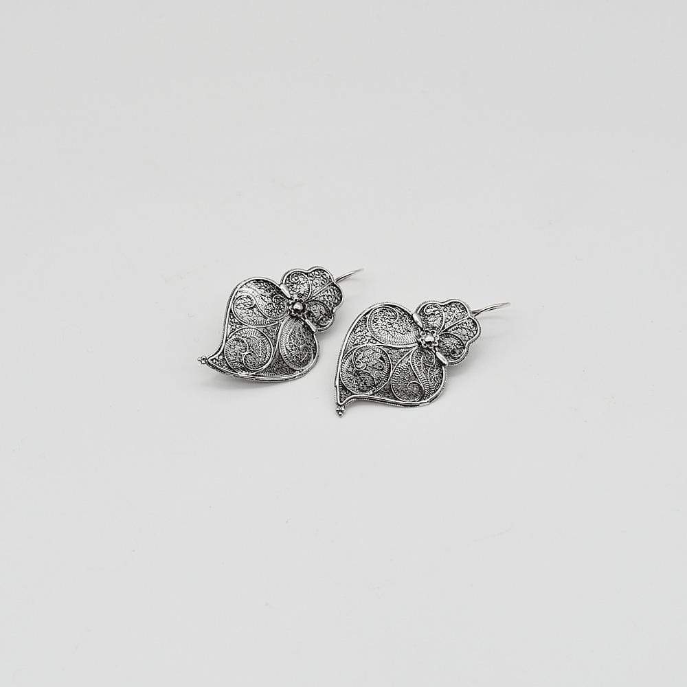 Coração de Viana I Boucles d'oreille en argent oxydé - 3.5cm
