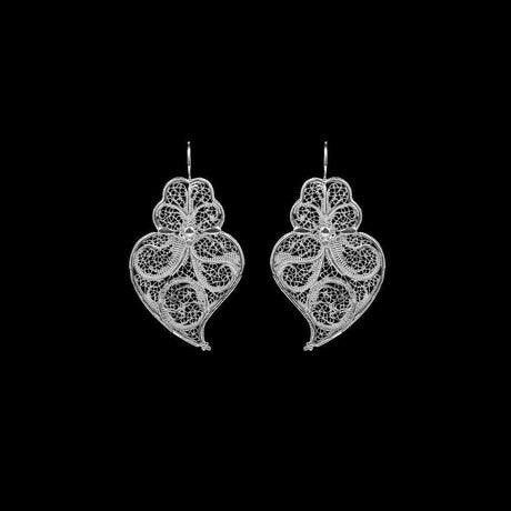 Coração de Viana I Boucles d'oreille en argent oxydé - 3.5cm