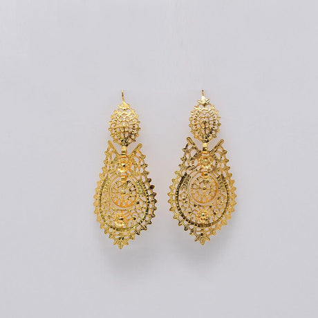 Boucles d'oreille de la Reine en argent doré I Bijoux portugais Brincos À Rainha I Boucles d'oreille en argent doré - 4.5cm
