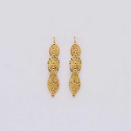 Boucles d'oreille du Roi en filigrane d'argent doré I Vente bijoux argent Brincos À Rei I Boucles d'oreille en argent doré - 6cm