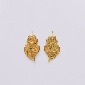 Boucles d'oreille en filigrane d'argent doré Coeur de Viana Coração de Viana I Boucles d'oreille en argent doré - 3cm