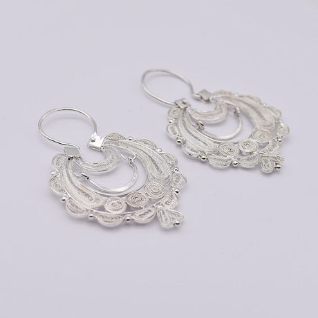Boucles d'oreille en filigrane d'argent doré I Vente de bijoux argent Boucles d'oreille en argent - 4cm