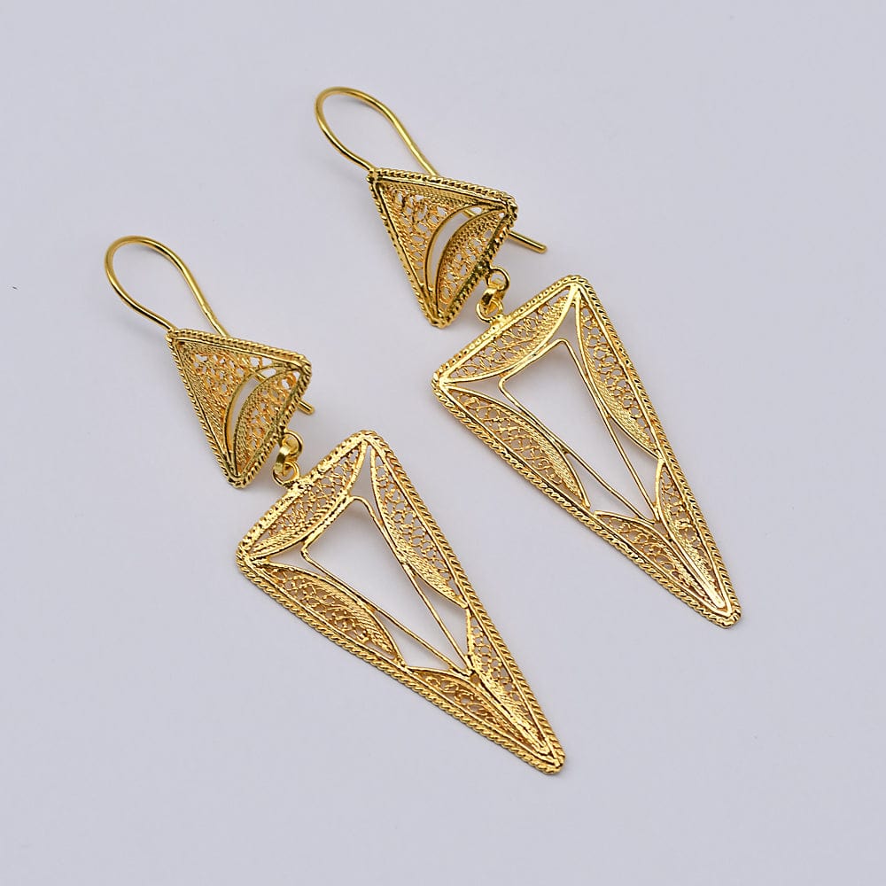 Boucles d'oreille en filigrane d'argent doré I Vente de bijoux argent Boucles d'oreille en argent doré