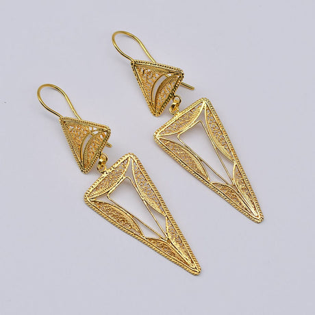 Boucles d'oreille en filigrane d'argent doré I Vente de bijoux argent Boucles d'oreille en argent doré