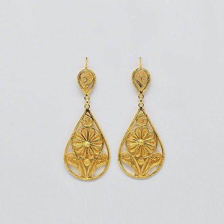 Boucles d'oreille en filigrane d'argent doré I Vente de bijoux argent Boucles d'oreille en argent doré