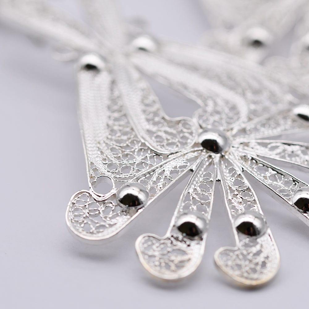 Boucles d'oreille en filigrane d'argent doré I Vente de bijoux argent Boucles d'oreille en filigrane d'argent - 6.5cm