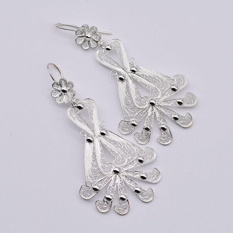 Boucles d'oreille en filigrane d'argent doré I Vente de bijoux argent Boucles d'oreille en filigrane d'argent - 6.5cm