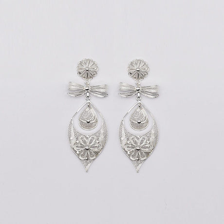 Boucles d'oreille en filigrane d'argent doré I Vente de bijoux argent Brincos À Princesa I Boucles d'oreille en argent - 9cm