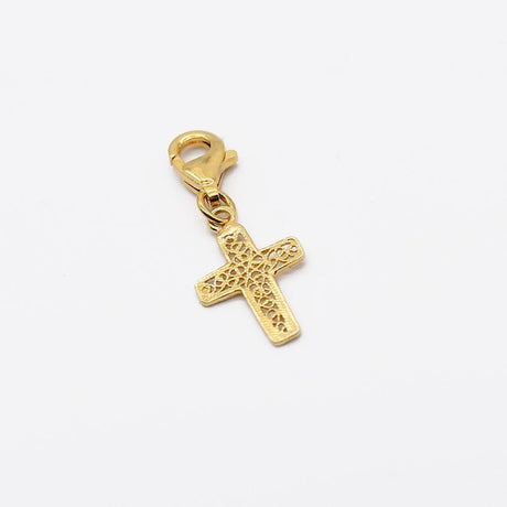 Boucles d'oreille en filigrane d'argent doré I Vente de bijoux argent Charm Cruz Dorée Alma & Coraçao