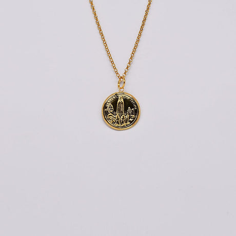 Boucles d'oreille en filigrane d'argent doré I Vente de bijoux argent #Nossa Senhora de Fátima I Pendentif en argent doré - 2cm