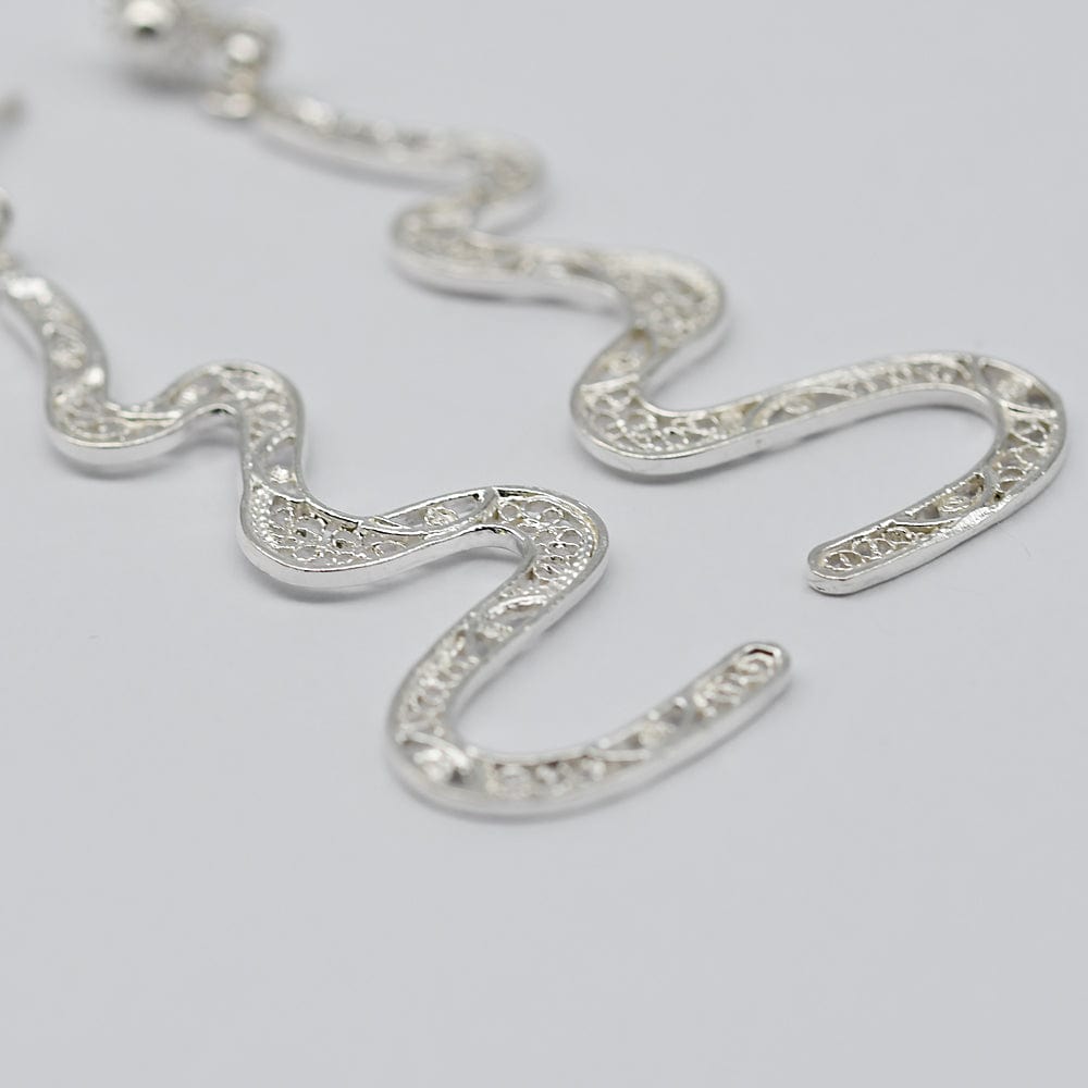 Boucles d'oreille en filigrane d'argent doré I Vente de bijoux argent Serpente I Boucles d'oreille en argent - 6cm